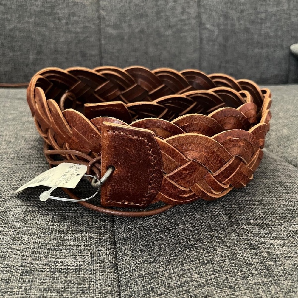 Banana Republic Wide Braided Brown Leather Belt – Size Small – NWT – Free Shippi